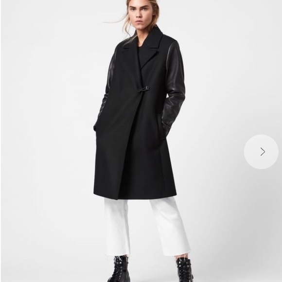All Saints  NWT black wool coat US8 - Picture 1 of 7